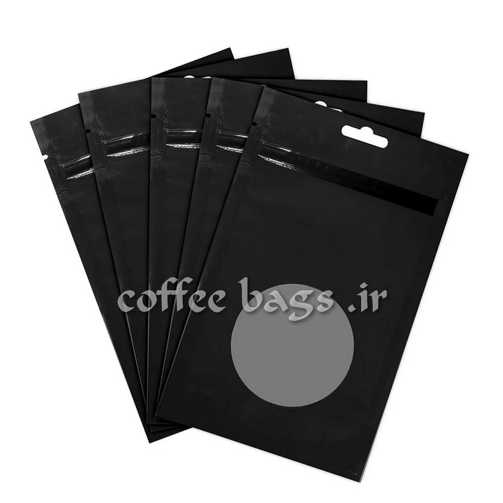 پاکت قهوه زیپ دار پنجره دایره ای